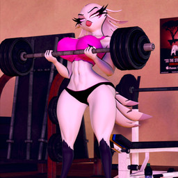 4_fingers abs anthro barbell beak big_breasts bottomwear breasts claws clothed clothing crop_top curvy_figure detailed_background exercise eyelashes feathers female fingers gym hair hotpants hourglass_figure inside looking_at_viewer mature_anthro mature_female muscular muscular_anthro muscular_female navel pink_sclera revamped_anthros shirt shorts skimpy small_waist solo tail tail_feathers thick_thighs toned_female topwear voluptuous weightlifting white_body white_eyes white_feathers white_hair wide_hips workout themanwithaquest aeridiccore_(modeler) hellaverse helluva_boss stella_(helluva_boss) avian bird demon owl 1:1 2023 3d_(artwork) digital_media_(artwork) hi_res source_filmmaker_(artwork)
