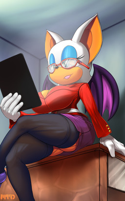 anthro big_breasts bodily_fluids breasts cum cum_in_vagina cum_inside electronics eyewear female genital_fluids glasses membrane_(anatomy) membranous_wings office reflection smile solo tablet tablet_computer wings marthedog sega sonic_the_hedgehog_(series) rouge_the_bat bat mammal 2014 5:8 hi_res