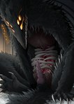 6_eyes anthro chest_mouth claws clothing dark_souls erection feral fromsoftware genitals hi_res knot male monster multi_eye nightmare_fuel open_mouth penis rib_cage ribs size_difference solo sulyvahn's_beast teeth teeth_showing teratophilia zeptophidia