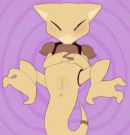 abstract_background anthro anus biped blush butt clitoral_hood clitoris digitigrade eyes_closed feet female front_view genitals hand_on_belly lying on_back presenting presenting_anus presenting_hindquarters presenting_vulva psychic_powers soles solo spiral_background spread_legs spreading vulva yellow_body porldraws nintendo pokemon abra generation_1_pokemon mammal pokemon_(species) 2025 absurd_res digital_drawing_(artwork) digital_media_(artwork) hi_res