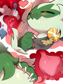 ambiguous_gender bodily_fluids claws drooling duo eyes_closed fangs feet feral fur green_body green_fur inside_mouth inside_stomach inside_throat internal kemono macro micro neck_bulge paws saliva smile soles swallowing teeth tongue vore white_body white_fur tianhua nintendo pokemon canid canine eeveelution felid feline floragato generation_4_pokemon generation_9_pokemon glaceon mammal pokemon_(species) 3:4 hi_res