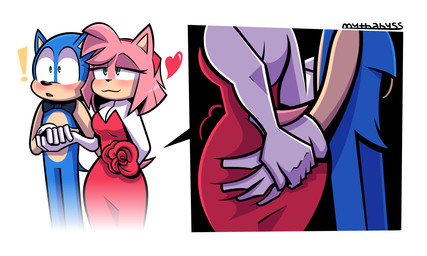 5_fingers :3 accessory alternate_costume anthro anthrofied big_butt biped black_nose blue_body blue_quills blush border bow_tie butt butt_grab clothed clothed_anthro clothed_female clothing countershade_face countershade_torso countershading dominant dominant_female dress duo exclamation_point eyebrows female female_anthro fingers fully_clothed fully_clothed_anthro fully_clothed_female gloves gloves_only green_eyes guided_butt_grab hair hair_accessory hairband half-closed_eyes hand_holding hand_on_butt handwear handwear_only heart_symbol iris male male/female male_anthro mostly_nude multicolored_body narrow_hips narrowed_eyes pink_hair pink_quills pupils quill_hair red_hairband redesign sexual_assault short_hair short_tail simple_background surprised tail thin_thighs two_tone_body wearing_gloves white_border white_clothing white_gloves white_handwear wide_eyed wide_hips mythabyss cc-by-nc creative_commons sega sonic_the_hedgehog_(series) sonic_x amy_rose sonic_the_hedgehog eulipotyphlan hedgehog mammal 5:3 hi_res