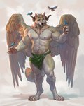 abs anthro biceps big_deltoids big_muscles biped deltoids digitigrade fluffy fluffy_tail fur horn male muscular muscular_anthro muscular_male neck_tuft peaceful pecs solo tail tan_body tan_fur thick_thighs tuft white_body white_fur wings taran_fiddler vann_(felwinn) canid canine canis chimera domestic_dog husky mammal nordic_sled_dog spitz absurd_res hi_res huge_filesize