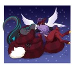 anthro cape clothing coiling duo fluffy fluffy_tail male male/male robe tail tickling wings sassyspicy king_douxthos demon reptile scalie snake absurd_res hi_res