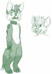 anthro anthrofied biped chest_tuft collar fangs fur horn male solo standing teeth tuft jean_(artist) neopets tigg_(character) deer ixi_(neopets) mammal neopet_(species) green_and_white hi_res monochrome sketch