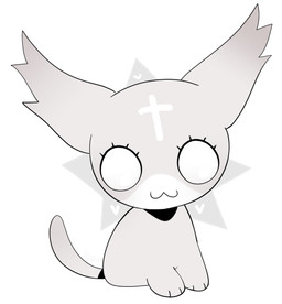 :3 ambiguous_feral ambiguous_gender big_ears chibi countershade_face countershade_fur countershading cross empty_eyes eyelashes facial_markings feral forehead_markings fur grey_body grey_ears grey_fur grey_tail head_markings heart_symbol hearts_around_head looking_at_viewer markings monotone_tail multicolored_body multicolored_fur simple_background sitting solo tail two_tone_body two_tone_fur white_background white_body white_countershading white_eyes white_fur white_markings valkenite mewgenics marshmallow_(mewgenics) domestic_cat felid feline felis mammal 2026 digital_media_(artwork) full-length_portrait portrait