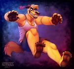 6_fingers 6_toes anthro barefoot biped bottomwear canid canine canis claws clothing domestic_dog fascinating_(artist) feet fingers hindpaw male mammal pawpads paws plantigrade polydactyly shirt shorts soles solo tank_top toes topwear