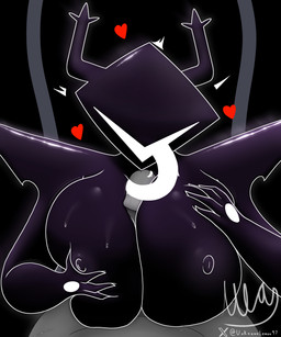 anthro antlers big_breasts big_penis bodily_fluids breast_play breast_squish breasts dark_body duo female genitals heart_symbol horn knight licking long_tongue male male/female oral penile penis penis_between_breasts penis_lick sex squish sweat sweatdrop titfuck tongue warrior unknownlemon deltarune undertale_(series) roaring_knight vessel_(deltarune) deer humanoid mammal 2025 5:6 absurd_res hi_res signature