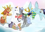 anthro christmas equid equine female feral group hasbro hearth's_warming_eve hi_res holidays horse male male/female mammal mistletoe my_little_pony plant pony scoundrel_scaramouche snow