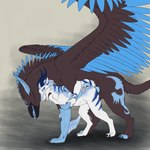 anal anal_penetration anthro anthro_on_feral anthro_penetrated balls beak bent_over bestiality black_body black_fur black_pawpads blue_body blue_claws blue_eyes blue_fur blue_horn blue_knot blue_penis claws digitigrade duo feathered_wings feathers feral feral_penetrating feral_penetrating_anthro finger_claws fur genitals horn knot larger_feral male male/male male_on_feral male_penetrated male_penetrating male_penetrating_male pawpads penetration penis pink_pawpads quadruped scuted_arms scutes sex size_difference smaller_anthro smaller_penetrated toe_claws white_body white_fur wings ennismore mythology avian dragon furred_dragon furred_scalie gryphon mythological_avian mythological_creature mythological_scalie scalie 1:1 absurd_res hi_res