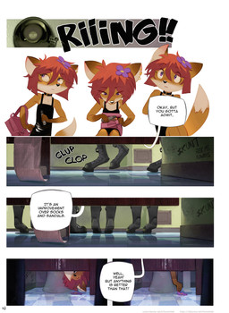 5_fingers accessory annoyed anthro backpack bathroom belt_collar big_ears big_tail black_clothing black_collar black_dress black_nose black_shirt black_topwear border brown_body brown_fur brown_markings brown_skin clothed clothing collar colored_nails detailed_background dialogue dipstick_tail drawing_(object) dress ear_piercing exclamation_point eyewear eyewear_on_head female fingers flat_chested flower flower_in_hair footwear four_row_layout frown fully_clothed fur furgonomic_footwear furgonomics gloves_(marking) hair hair_accessory humanoid_hands kerchief light long_ears long_tail looking_at_another male marker markings multicolored_body multicolored_fur multicolored_hair nails orange_body orange_fur page_number piercing plant public_restroom pupils purple_eyes red_clothing red_hair restroom_stall shirt smile snout speech_bubble standing standing_on_toilet sweater tail tail_markings talking_to_another tan_body tan_fur text topwear two_tone_body two_tone_fur two_tone_hair two_tone_tail walking white_body white_border white_eyes white_fur white_hair white_sclera white_tail_tip writing_on_wall young young_anthro young_female young_male horemheb alex_(horemheb) daphne_(horemheb) fielder_(horemheb) meadow_(horemheb) yardley_(horemheb) ambiguous_species canid canine canis fox mammal 2026 absurd_res artist_name colored comic detailed digital_drawing_(artwork) digital_media_(artwork) english_text hi_res lighting marker_(artwork) shaded traditional_media_(artwork) url