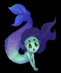 big_eyes breasts chibi covering covering_breasts female hair not_furry nude open_mouth purple_hair simple_background solo sparkles sparkling_eyes split_form transparent_background crystalshards aqua humanoid marine merfolk alpha_channel