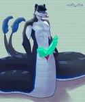 2_penises 2_tails abs anthro apode big_penis blue_body blue_fur blue_hair blue_scales blue_skin claws countershade_arms countershade_face countershade_hands countershade_neck countershade_torso countershading forked_tongue fur genitals green_eyes green_penis hair knot knotted_penis legless male multi_genitalia multi_penis multi_tail muscular muscular_male navel pattern_background pecs penis scaled_penis scales serpentine simple_background slit_penis smile solo tail tongue nsfowork mythology derwyn_(nsfowork) canid canine canis draconcopode dragon hybrid mammal mythological_creature mythological_scalie naga scalie wolf 5:6 absurd_res hi_res