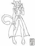 anthro biped breasts clothed clothing cosplay female footwear genitals gloves hair handwear hat headgear headwear humanoid_hands plantigrade pussy shoes simple_background solo topwear white_background year dirtyscoundrel broderbund carmen_sandiego_(franchise) carmen_sandiego domestic_cat felid feline felis mammal 2016 absurd_res hi_res line_art