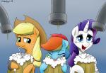 bendy_straw cider drinking drinking_straw female foam group horn tap strebiskunk friendship_is_magic hasbro my_little_pony mythology applejack_(mlp) rainbow_dash_(mlp) rarity_(mlp) equid equine horse mammal mythological_creature mythological_equine pony unicorn 2019 hi_res