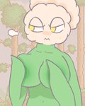 anthro blush breasts covering covering_breasts dandelion female flower plant solo yellow_eyes sodacrumble terraria angry_dandelion(terraria) elemental_creature elemental_humanoid flora_fauna humanoid plant_humanoid 4:5 hi_res