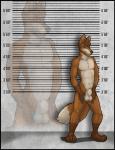amixeduppuppy animal_genitalia anthro balls biped blue_clothing blue_underwear briefs canid canine clothed clothing fox fully_sheathed genitals looking_at_viewer male mammal mostly_nude mugshot navel partially_clothed sheath smile solo standing underwear underwear_down