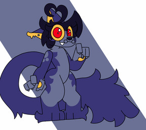 animated_gif anthro black_body black_hair digitigrade female hair looking_at_viewer pawpads red_eyes solo standing yellow_sclera theenyface domestic_cat felid feline felis mammal 2d_animation animated motion_tweening short_playtime