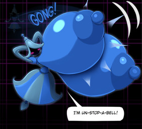 areola bell big_areola big_breasts big_nipples breasts clothing dress female geometric_background grid_background hands_behind_head huge_areola huge_breasts huge_nipples humor hyper hyper_breasts motion_lines nipples pattern_background pseudo_hair puffy_areola puffy_nipples pun rosy_cheeks simple_background solo speech_bubble text elfdrago deltarune undertale_(series) animate_inanimate darkner wicabel 2025 digital_media_(artwork) english_text hi_res reference_image