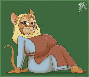 anthro areola barefoot bedroom_eyes big_breasts blue_clothing blue_dress border breasts brown_body brown_clothing brown_fur brown_nose buckteeth clothed clothing dress ears_through_headwear eyelashes feet female fur fur_tuft green_background green_border headgear headscarf headwear huge_breasts layered_clothing long_dress long_sleeve_dress long_sleeves mouse_tail multicolored_body multicolored_face multicolored_fur narrowed_eyes nipple_outline reclining red_clothing rodent_tail seductive shortstack shortstack_female simple_background sitting smile smiling_at_viewer solo tail tail_through_dress tan_body tan_fur teeth thick_thighs toony tuft two_tone_body two_tone_fur whiskers white_sclera yellow_clothing yellow_headwear kingjion third-party_edit unknown_editor nelvana redwall cornflower_fieldmouse mammal mouse murid murine rodent wood_mouse 2026 colored digital_drawing_(artwork) digital_media_(artwork) shaded signature