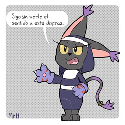 anthro black_body black_fur claws clothing costume dialogue eyelashes female fur gloves handwear looking_at_viewer nun nun_habit nun_outfit open_mouth religious_clothing ring solo tail text yellow_sclera mr_harinezumi bandai_namco digimon nera_(el_senor_erizo) blackgatomon digimon_(species) felid feline mammal 1:1 hi_res spanish_text translated