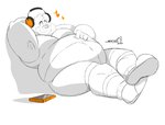 anthro belly clothing electronics headphones male overweight overweight_anthro overweight_male phone shirt simple_background sitting solo topwear white_background splashburr breeze_in_the_clouds pile_(breeze_in_the_clouds) american_black_bear bear black_bear kermode_bear mammal ursine 2020 absurd_res hi_res