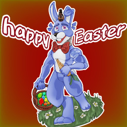 anthro basket bow_tie container easter_basket easter_egg holidays male nicolastobi red_bow_tie solo easter five_nights_at_freddy's scottgames bonnie_(fnaf) lagomorph leporid mammal rabbit robot_anthro 1:1 hi_res