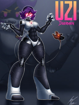 2_heads 2_mouths 4_eyes 4_fingers abs accessory arthropod_abdomen bangs beanie beanie_only belly big_calves black_abdomen black_belly bow_ribbon breasts brown_body brown_skin chest_crystal chest_gem clothing collar eyebrows fangs featureless_breasts featureless_crotch featureless_feet feet female fingers gem glowing glowing_eyes gradient_background gradient_eyes grey_arms grey_background grey_legs grey_limbs grey_tongue hair hair_accessory hair_bow hair_ribbon hat hat_only head_bow headgear headgear_only headwear headwear_only joints living_tail looking_at_viewer machine medium_breasts metallic_body mostly_nude multi_eye multi_head multi_mouth name_drop navel noseless not_furry open_mouth open_smile pink_eyes pose purple_hair raised_eyebrow rawr ribbons screen_eyes segmented_arms segmented_body segmented_fingers segmented_legs segmented_limbs sharp_teeth short_hair simple_background smile solo spiked_collar spiked_wristband spikes standing tail tail_head teeth text thick_thighs thin_tail tongue unusual_anatomy unusual_tail white_fingers white_torso wide_hips x_pupils yellow_eyes hueleo8 glitch_productions murder_drones uzi_(murder_drones) chimera dinosaur humanoid prehistoric_species reptile robot robot_humanoid saurischian scalie tailed_humanoid theropod tyrannosaurid tyrannosauroid tyrannosaurus tyrannosaurus_rex worker_drone 2025 3:4 artist_name english_text full-length_portrait hi_res portrait shaded signature soft_shading