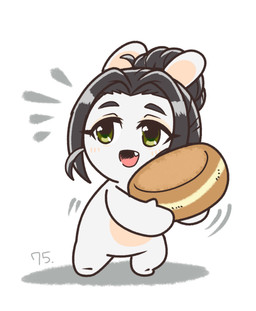 alternate_species anthro black_eyebrows black_hair eyebrow_through_hair eyebrows eyelashes eyelashes_through_hair fangs featureless_crotch featureless_feet feet female female_anthro food fur furrification green_eyes green_pupils hair hair_bun holding_food holding_object holding_pastry lidded_eyes light long_ears mitten_hands motion_lines multicolored_body noseless nude nude_anthro nude_female number pastry pink_tongue pose pupils rabbidification simple_background solo standing tan_body tan_eyelids tan_inner_ear tan_skin teeth tongue translucent translucent_hair two_tone_body white_background white_body white_fur charisuke cygames idolmaster idolmaster_cinderella_girls raving_rabbids rayman_(series) ubisoft naho_ebihara lagomorph mammal rabbid 2024 absurd_res colored crossover digital_drawing_(artwork) digital_media_(artwork) full-length_portrait hi_res japanese_description lighting portrait shaded simple_shading