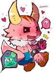 ?! ambiguous_gender anthro aphrodisiac bottle bracelet container duo heart_eyes heart_symbol jewelry love_potion male spiked_bracelet spikes ryokuousann ponkotsu_quest imura_(ponkotsu_quest) kaku_(ponkotsu_quest) demon goo_creature mammal slime_(blob) 3:4 artist_name signature