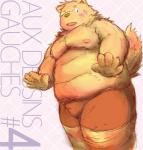 2014 anthro belly blush bulge canid canine canis clothing domestic_dog english_text humanoid_hands male mammal moobs nipples overweight overweight_anthro overweight_male shimm solo text underwear