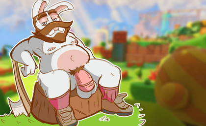 anthro arm_support axe balls beard buckteeth clothed clothing eyebrows facial_hair flaccid floppy_ears footwear genitals grass half-closed_eyes leaning leaning_backward leaning_on_elbow leaning_on_object long_ears looking_at_viewer lop_ears male mostly_nude mostly_nude_anthro mostly_nude_male multicolored_body mustache narrowed_eyes navel nipples overweight overweight_anthro overweight_male partially_clothed penis plant pubes red_clothing red_footwear red_socks saggy_balls screencap screencap_background shoes sitting sitting_on_stump socks solo spread_legs spreading teeth thick_eyebrows tree tree_stump two_tone_body vein veiny_penis white_body coccui mario_plus_rabbids_sparks_of_hope nintendo nintendo_switch raving_rabbids rayman_(series) ubisoft sweetlopek lagomorph mammal rabbid 2023 colored digital_drawing_(artwork) digital_media_(artwork) hi_res