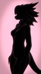 anthro backlighting breasts curved_horn featureless_breasts female horn humanoid_hands light mane pink_background pointy_ears silhouette silhouetted_body simple_background tail blizzyfoxo wickerbeast lighting