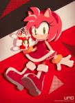 accessory anthro boots clothing container cup dessert female food footwear gloves green_eyes hair_accessory hairband handwear ice_cream shoes smile solo text thin_thighs uno_yuuji sega sonic_the_hedgehog_(series) amy_rose eulipotyphlan hedgehog mammal 2019 hi_res signature url