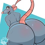 anthro backsack balls big_butt biped blue_body blush body_blush butt butt_blush genitals male pink_nose simple_background solo pique_raj disney pixar ratatouille remy_(ratatouille) mammal murid murine rat rodent 1:1 2019