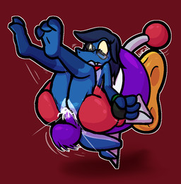 3_toes antennae_(anatomy) anthro anthro_penetrated balls big_balls big_penis blue_body blue_hair blue_scales bodily_fluids boxing_gloves butt butt_grab clothing cum cum_from_ass cum_in_ass cum_inside cum_on_butt cum_on_penis cum_splatter curling_toes cute_fangs duo erection eyewear fangs feet fist genital_fluids genitals glasses glasses_askew gloves grey_eyewear grey_glasses hair hand_on_butt handwear leg_markings legs_above_head legs_up male male/male male_penetrated male_penetrating male_penetrating_male markings mostly_nude motion_lines penetration penis purple_balls purple_eyes purple_penis red_clothing red_gloves red_handwear reverse_stand_and_carry_position scales sex socks_(marking) standing standing_sex teeth thrusting toes white_eyes yellow_sclera ultilix ulti_(ultilix) chuckya lizard reptile scalie 2026