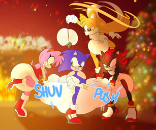 anthro assisted_dressing balled_up_diaper big_diaper blush christmas_tree clean_diaper diaper female flying group holidays male mistletoe pail_pants plant soiled_diaper tiptoes tree unclean_diaper used_diaper wreathen christmas sega sonic_the_hedgehog_(series) amy_rose miles_prower shadow_the_hedgehog sonic_the_hedgehog canid canine eulipotyphlan fox hedgehog mammal hi_res