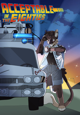 anthro belt black_belt blue_eyes car cloud ecto-1 eyewear female glasses solo vehicle manhattancrossrip back_to_the_future ghostbusters ghostbusters:_afterlife phoebe_spengler felid feline mammal hi_res