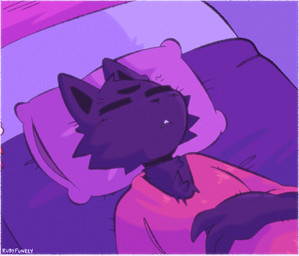 ambiguous_anthro ambiguous_gender anthro bed cheek_tuft chest_tuft duo eyes_closed facial_tuft fur furniture high-angle_view on_bed pillow sleeping tuft rubyfunkey cult_of_the_lamb massive_monster_(studio) lamb_(cult_of_the_lamb) narinder bovid caprine domestic_cat felid feline felis mammal sheep 2024 animated digital_drawing_(artwork) digital_media_(artwork)