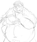 anthro belly cute_fangs fangs kemono male navel one_eye_closed overweight overweight_anthro overweight_male simple_background solo teeth white_background wink kisaragi_syoo lifewonders tokyo_afterschool_summoners kimun_kamui_(tas) bear mammal 2020 hi_res