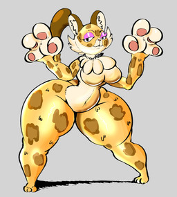 big_hands breasts countershading eyeliner eyeshadow female makeup solo thick_thighs ponk kirby_(series) kirby_and_the_forgotten_land nintendo clawroline felid leopard mammal pantherine hi_res