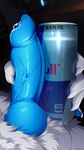 anatomically_inaccurate animal_genitalia animal_penis anthro balls beverage beverage_can blue_penis bodily_fluids canine_genitalia canine_penis claws comparing detailed_background energy_drink erection fluffy fur genital_fluids genitals inside knot leaking_precum male misplaced_urethra nude penis precum size_difference solo text vein veiny_penis white_body white_fur demdoq red_bull canid canine canis mammal wolf absurd_res digital_media_(artwork) english_text hi_res