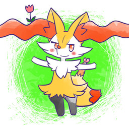 accessory ambiguous_anthro ambiguous_gender anthro arms_out biped blush blush_stickers chibi closed_smile digitigrade dipstick_tail flower flower_in_hair food hair hair_accessory looking_at_viewer markings mouth_closed no_pupils object_in_tail plant shrimp_(food) simple_background smile snout solo standing tail tail_markings annyui0611 nintendo pokemon braixen canid generation_6_pokemon mammal pokemon_(species) 1:1 2024 digital_drawing_(artwork) digital_media_(artwork) full-length_portrait hi_res japanese_description portrait translated_description