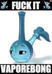 :3 after_transformation ambiguous_gender bong container drugs glass glass_container humor profanity pun solo tail text visual_pun kyuq nintendo pokemon animate_inanimate eeveelution generation_1_pokemon pokemon_(species) vaporeon absurd_res english_text hi_res