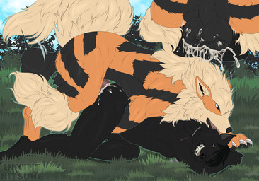 anal anal_penetration animal_genitalia animal_penis anthro anthro_on_feral anthro_penetrated balls bestiality big_balls bodily_fluids canine_genitalia canine_penis cum cum_in_ass cum_inside dog_tags duo erection excessive_cum excessive_genital_fluids feral feral_penetrating feral_penetrating_anthro fur genital_fluids genitals knot knotted_penis large_penetration male male/male male_anthro male_feral male_on_feral male_penetrated male_penetrating male_penetrating_male mating_grip nude orgasm_face penetration penile penile_penetration penis quadruped retracted_balls scar sex size_difference tail throbbing throbbing_balls tongue lilythekitsune nintendo pokemon darkwolf_(darkwolfdemon) arcanine canid canine canis generation_1_pokemon mammal pokemon_(species) wolf digital_media_(artwork) hi_res