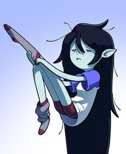 black_hair bottomwear clothed clothing fangs female hair humanoid_pointy_ears long_hair not_furry pointy_ears shirt simple_background solo teeth toony topwear discount-supervillain adventure_time cartoon_network marceline_abadeer demon humanoid hybrid vampire digital_media_(artwork)