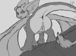 butt female genitals pussy solo little_driver league_of_legends mythology riot_games tencent smolder_(lol) dragon mythological_creature mythological_scalie scalie hi_res monochrome