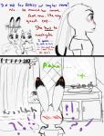 anthro blush clothed clothing comic dialogue disney ear_blush english_text female fur halo hi_res horn judy_hopps lagomorph leporid mammal progressoftomorrow rabbit shoulder_angel shoulder_devil shower simple_background text white_background zootopia