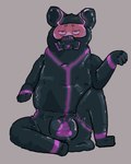 anthro black_latex brown_eyes clothing diaper_suit diapersuit drone dronification eye_roll feces gas_mask heart_symbol latex latex_clothing latex_skinsuit looking_pleasured male mask null_bulge overweight pooping purple_heart skinsuit slightly_chubby soiling solo tight_clothing morbidcorvidarts doug_(bouncykauda) cricetid hamster mammal rodent 4:5 absurd_res hi_res