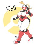 2021 absurd_res anthro big_breasts breasts clothing curvy_figure electrode_(pokemon) english_text eyebrows eyelashes featureless_breasts female generation_1_pokemon gesture hair hand_gesture hi_res hybrid knee_highs legwear looking_back machine nintendo not_furry pointing pointing_up pokemon pokemon_(species) ponytail raised_eyebrows robot roll_(thegentlebro) signature smile solo standing text thegentlebro thick_thighs voluptuous walking wide_hips